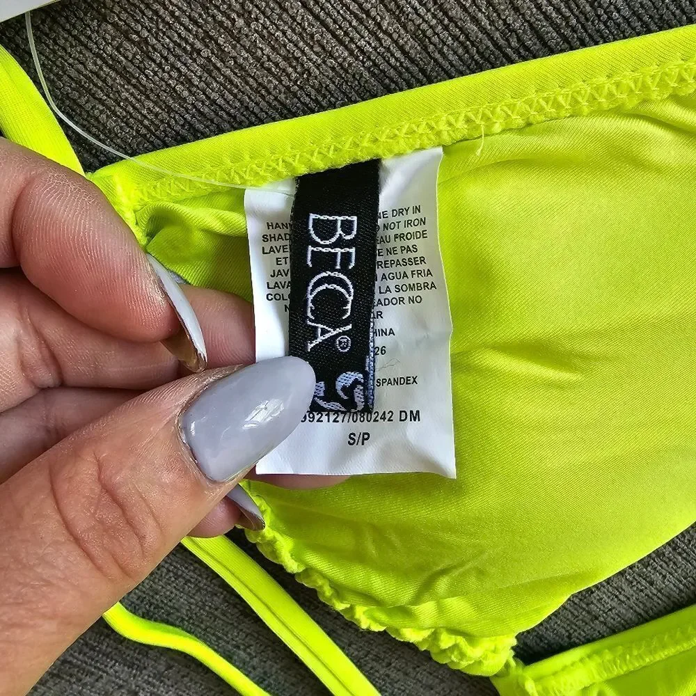 Becca Women's Classic Triangle neon yellow Top & Bottom Two Piece Set Si…